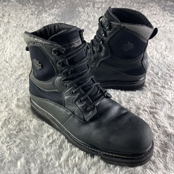 Harley Davidson Boots Mens 10.5 Black Motorcycle Riding Work Gothic Biker - Picture 1 of 14